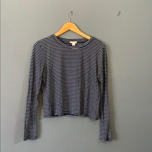 Full Tilt Blue&White Striped Cropped Longsleeve